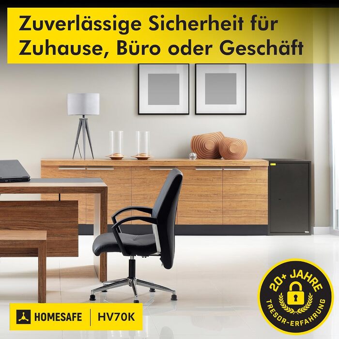 Сейф Homesafe HV15K з ключовим замком, металевий, Carbon Satin Чорний (70x40x36 см)