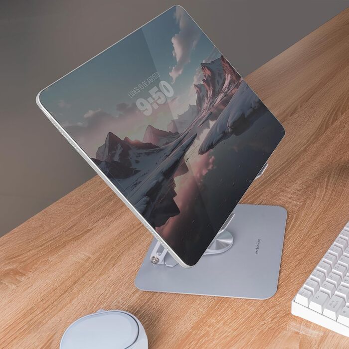 Підставка для ноутбука та планшета Mars Gaming MA-RSN, 17 дюймів, регулювання висоти, нахилу, 360° обертання, сталева конструкція, протиковзкі накладки, складана, портативна, срібна