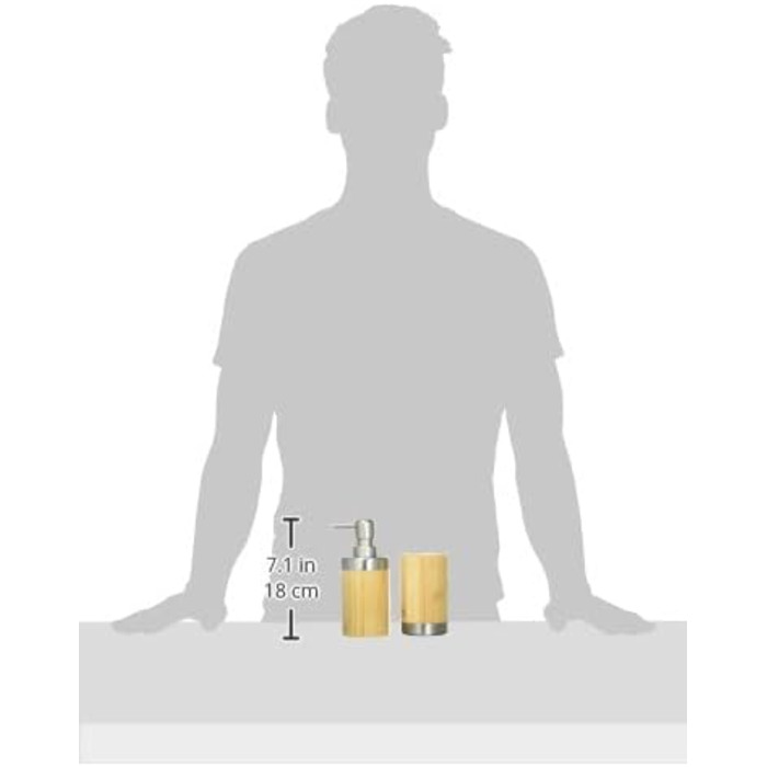 Набір для ванної кімнати Axentia Bambus, дерево/срібло, 10 x 23 x 19 см