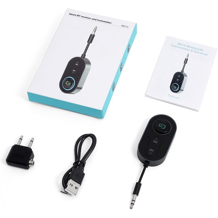 Bluetooth 5.3 адаптер 2-в-1: трансмітер та ресивер для передачі аудіо, чорний