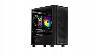 Корпус для комп'ютера Krux Scor, бічна панель зі скла, 1 вентилятор, mATX, чорний