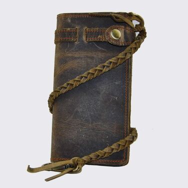 Le'aokuu Men's Genuine Leather Wallet Organizer Double Checkbook Bifold Wallet Pattern Business Money Clip 3377