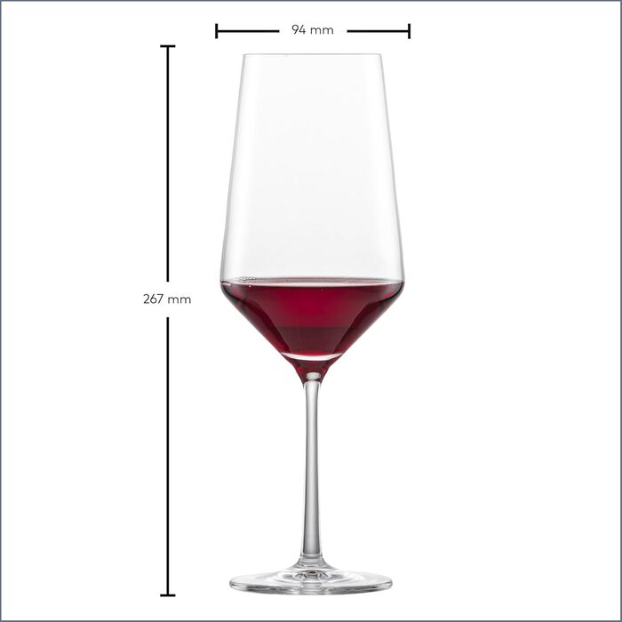 Бокали для червоного вина Zwiesel Glas Pure, набір 2 шт, бордоські келихи з кришталю Tritan®, для вина, придатні для миття в посудомийній машині, виробництво Німеччина