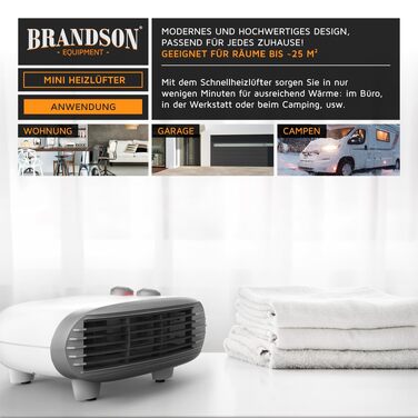 Електричний обігрівач Brandson (конвектор) 2000Вт, енергоощадний та тихий, з термостатом та захистом від перегріву, білий