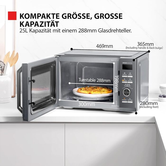 Мікрохвильова піч Toshiba MW3-AG25PFI(MG) з грилем та функцією духовки - 25L, 900W Inverter, 1100W Grill, вбудована, цифрова, 57dB, Chef-Abtauung, сірий колір Morandi, 25L, гриль, інвертор