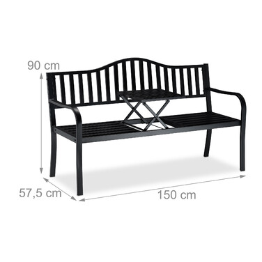 Relaxdays Garden Bench with Folding Table