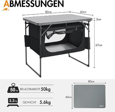 Складний кемпінговий стіл Portal зі зберіганням, портативний міні-стіл для пікніка, саду, балкону