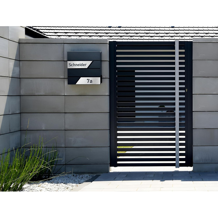 Поштовий ящик з газетницею з нержавіючої сталі, настінний, з замком та гравіюванням (срібний)