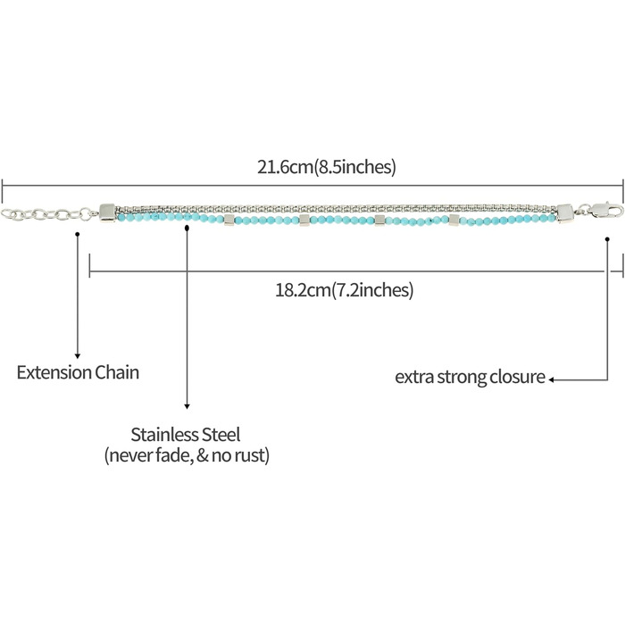 Чоловічий браслет Nami з перлами срібного та бірюзового кольорів, водонепроникний, 18+4 см, подарунок для чоловіків