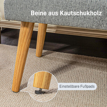 HOMCOM Bench Upholstered Bench Linen Look Button Tufting Bed Bench with Wooden Legs for Bedroom Living Room Entryway 120x41x43 cm Grey