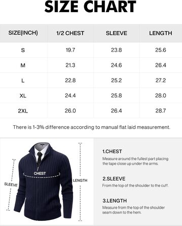 Чоловічий в'язаний кардиган NITAGUT з блискавкою, теплий, зимовий, вінтажний, довгий рукав, синій Navy Blue