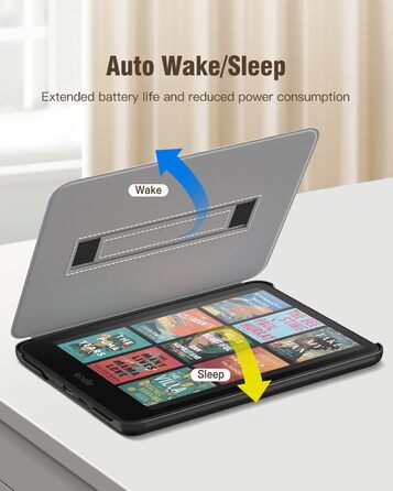 Чохол MoKo для Kindle Paperwhite (12-те покоління, 2024) та Kindle Colorsoft Signature Edition (2024), з петлею для руки, авто-ввімкнення/вимкнення, Agave Grün (сірий)