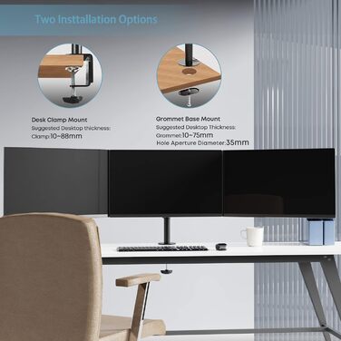 Тримач для монітора PUTORSEN на стіл для 13'-27' LCD/LED моніторів, 7 кг/монітор, регульований (180° нахил, 360° поворот, регулювання висоти), білий (чорний, білий)