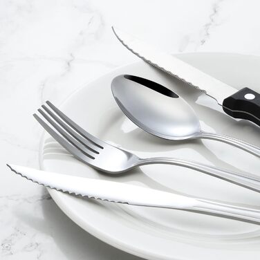 Набір столових приборів Hunnycook 72 шт. з ніжками для стейка, преміум-якість, нержавіюча сталь, для дому/ресторану/вечірки, придатний для миття в посудомийній машині