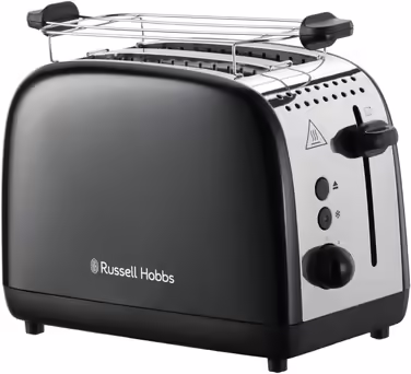 Russell Hobbs Toaster [for 2 slices] Colours Plus Stainless Steel Black (extra wide toast slots, including bagel attachment, 6 browning levels + defrost function, Lift & Look function, 1600W) 26550-56