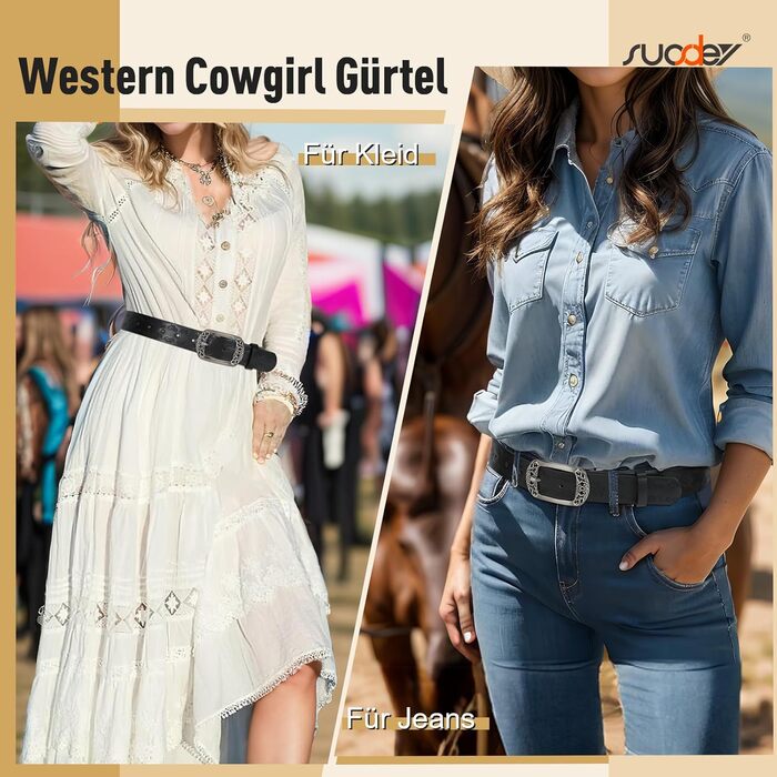 Жіночий шкіряний ремінь Suosdey класичний чорний з квітковою пряжкою для джинсів, суконь та одягу, 100 см, розмір талії 73-83 см