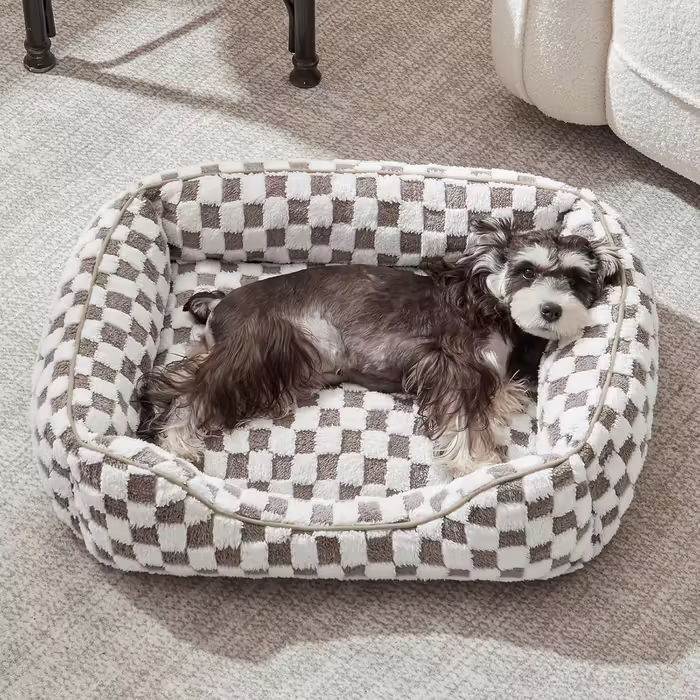 FURTIME Dog Bed - Large Dogs, Non-Slip Dog Beds, Washable Dog Basket, Anti-Anxiety Plush Dog Bed, Suitable for Large Labrador Retrievers, German Shepherds, 89×63×23 cm (L(76×61×23 cm), Chocolate)