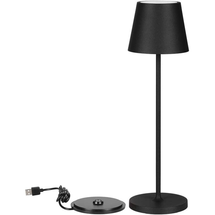 LED-лампа настільна V-TAC VT-7522 чорна з бездротовим живленням, сенсорне керування, акумулятор 4400 mAh, IP54, 3000K, 2W (для дому та вулиці)