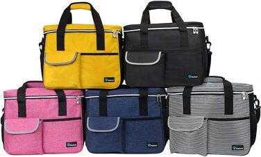 PetAmi Сумка-органайзер для собак та котів, дорожня сумка з контейнером для корму та мисками, аксесуари для подорожей, сумка для переодягання для собак/кішок (Рожева, середня)