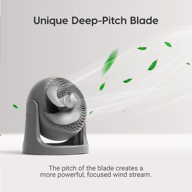 Вентилятор Iris Ohyama Woozoo: тиха кімнатна модель, 33 м², 3 швидкості, осциляція, портативний, Made in Europe (сірий)