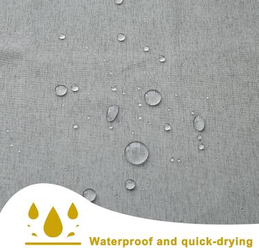 Штора для душу YISURE без гачків, льон вигляд, водонепроникна, 120x200 см, сіра. Текстильна штора для ванної кімнати, машинне прання