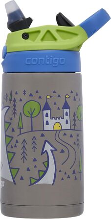 Contigo Kinder Easy Clean Autospout Water Bottle with Straw, BPA-Free Durable Water Bottle, 100% Leak-Proof, Easy to Clean, Ideal for Daycare, Kindergarten, School, and Sports, 420 ml (Matcha Dragon, Stainless Steel)