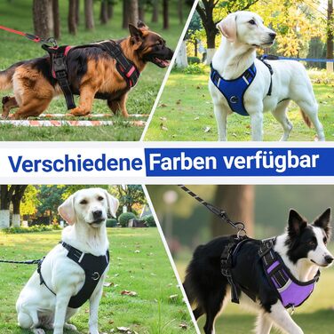 Нашийник для собак великих порід з ручкою, не тягне, дихаючий, з підкладкою, безпечний, світловідбиваючий, з поводом, для тренувань та активного відпочинку, блакитний