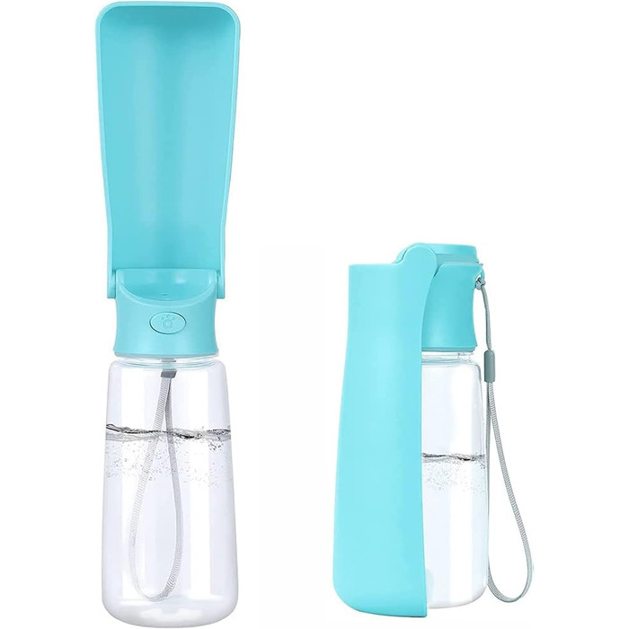 Складана пляшка для води для собак, 550 мл, не протікає, портативний диспенсер для води та корму для тварин, для прогулянок, походів, подорожей