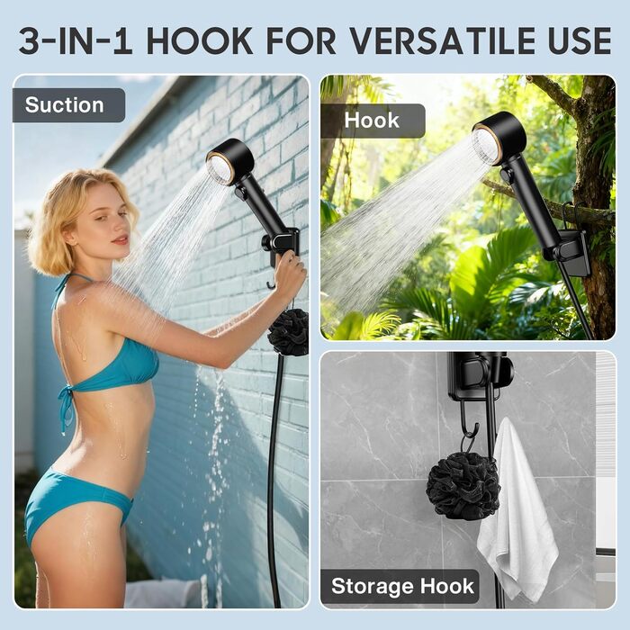 Портативна душова кабіна для кемпінгу Spardar, 8000mAh, з насосом та індикатором температури, 2м шланг, для відпочинку, автомийки, домашнього використання, чорна