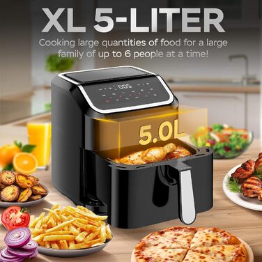 Цифрова аерофритюрниця XL 5 л, 10 програм, без олії, 100–200°C