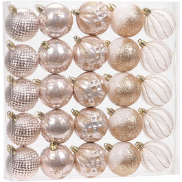 Елегантний новорічний декор Sea Team: набір прикрас на ялинку (60 мм, рожеве золото)