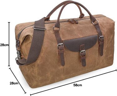 Travel Bag Men's Leather Waterproof Canvas Weekender Bag Large Capacity Travel Bag Unisex Vintage Carry-on Bag