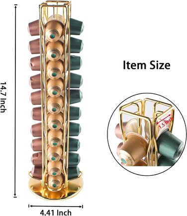 Тримач для капсул Nespresso Sevenline, органайзер на 40 капсул (золотий)