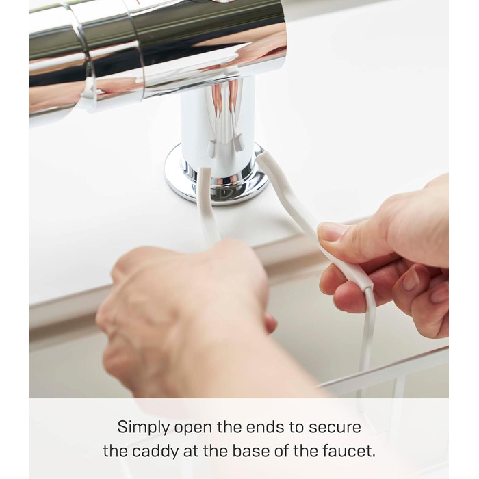YAMAZAKI 5639 Tower Sink Organizer, White, Steel/Silicone, Minimalist Design, 20.3 x 18.5 x 14 cm (LxBxH)