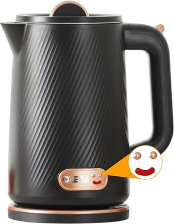 Електричний чайник OLEGA 1.8L, 1800W, нержавіюча сталь, автоматичне відключення, захист від сухого кипіння, зелений (чорний)