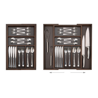 Relaxdays Cutlery Insert Bamboo Dark Brown