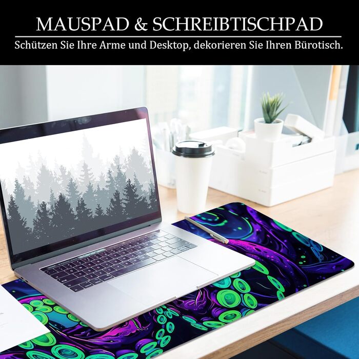 Килимок для миші Octopus, фіолетовий, 80x30 см, XL, великий, для геймінгу, під клавіатуру, Desk Pad & Desk Mat