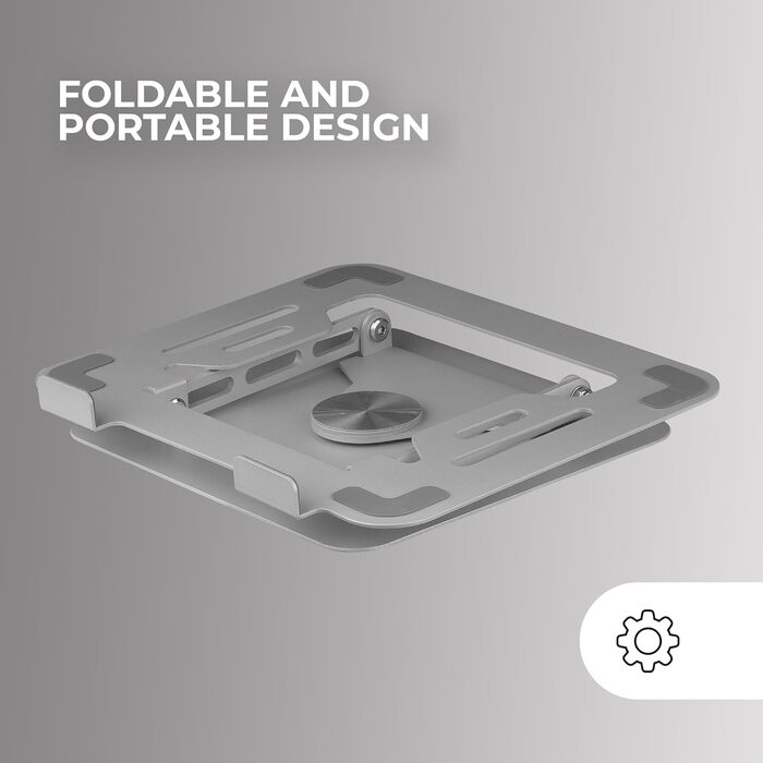 Підставка для ноутбука та планшета Mars Gaming MA-RSN, 17 дюймів, регулювання висоти, нахилу, 360° обертання, сталева конструкція, протиковзкі накладки, складана, портативна, срібна