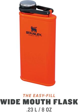 Термос Stanley Classic Wide Mouth 236ml з кришкою Never-Lose - нержавіюча сталь, широка горловина, BPA-Free, Hammertone Green (Blaze Orange)