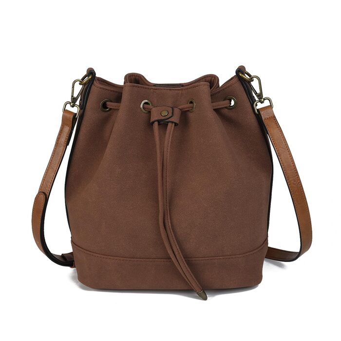 Сумка жіноча AFKOMST через плече, велика м'яка сумка-шопер з двома ременями (темно-коричнева)