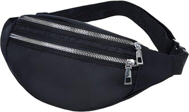 Чоловіча/Жіноча поясна сумка на пояс, водонепроникна, з PU шкіри, багатофункціональна, для спорту, подорожей, фестивалів (Чорний)