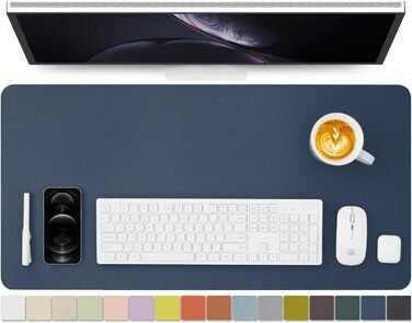 Підкладка для столу з екошкіри, 80x40 см, синього кольору – антиковзаюча, для офісу та дому