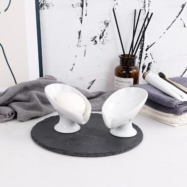 Підставка для мила самостійно спорожняється, з дренажем, для ванної кімнати, кераміка, мармур, порцеляна, декоративна, без присосок ANTIS'S HOME, 1 шт. - Мармур (2 шт.)