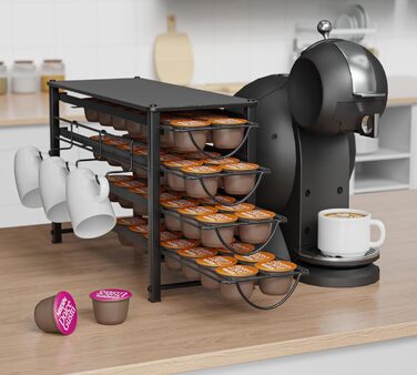 Тримач для капсул Dolce Gusto, 5-ярусний металевий ящик для капсул з тихими направляючими та антиковзними ніжками (56 капсул)