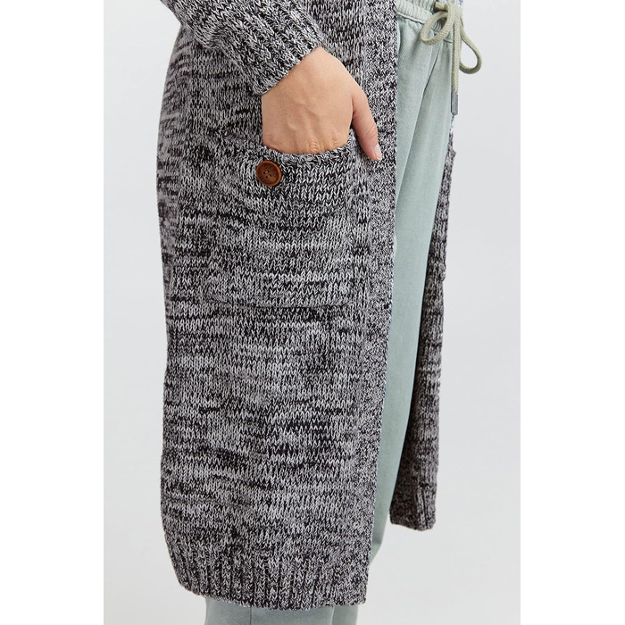 Жіночий в'язаний кардиган OXMO OXPhietta з грубої в'язки, довгий рукав, накладні кишені, 100% бавовна, Regular fit (XXL, Insignia B (791991))