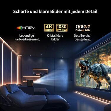 WEMAX Mini проєктор 4K з Netflix та Google TV, портативний, Dolby Audio, WiFi, Bluetooth для домашнього кіно та відпочинку на природі