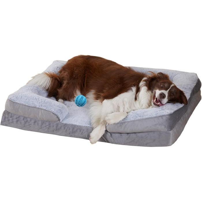 Зручне ортопедичне ліжко для собак середніх порід, хакі, 75 x 50 x 15 см. Знімне та пральне софа для тварин з антиковзким дном