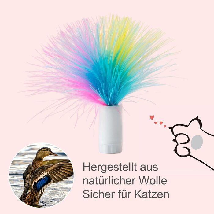 GoldenSun Cat Toy, 3 in 1 Electric Interactive Automatic Toy for Cats, Whack-A-Mole, Fluttering Butterfly, including Ball, USB Rechargeable Cat Teaser with 6 Attachments (Colorful Feathers)