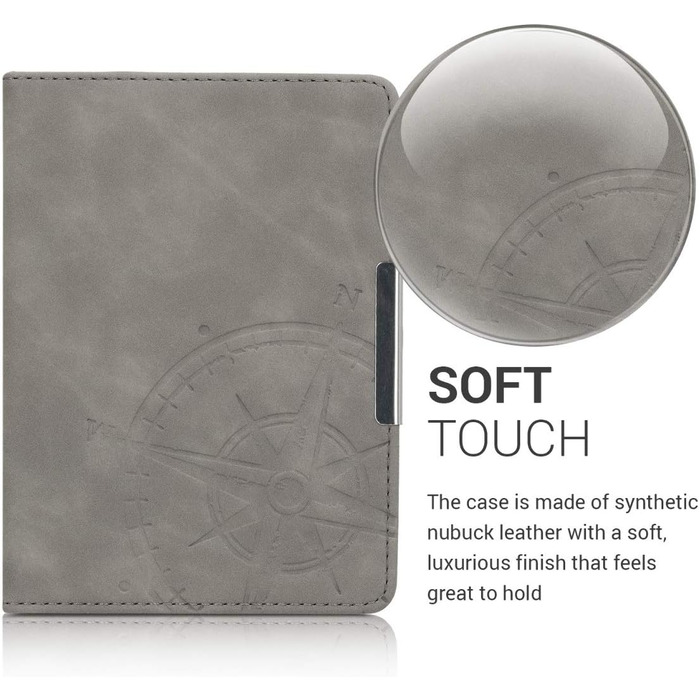 Чохол kwmobile для Tolino Vision 1/2/3/4 HD - з штучної шкіри, Kompass Vintage Grey