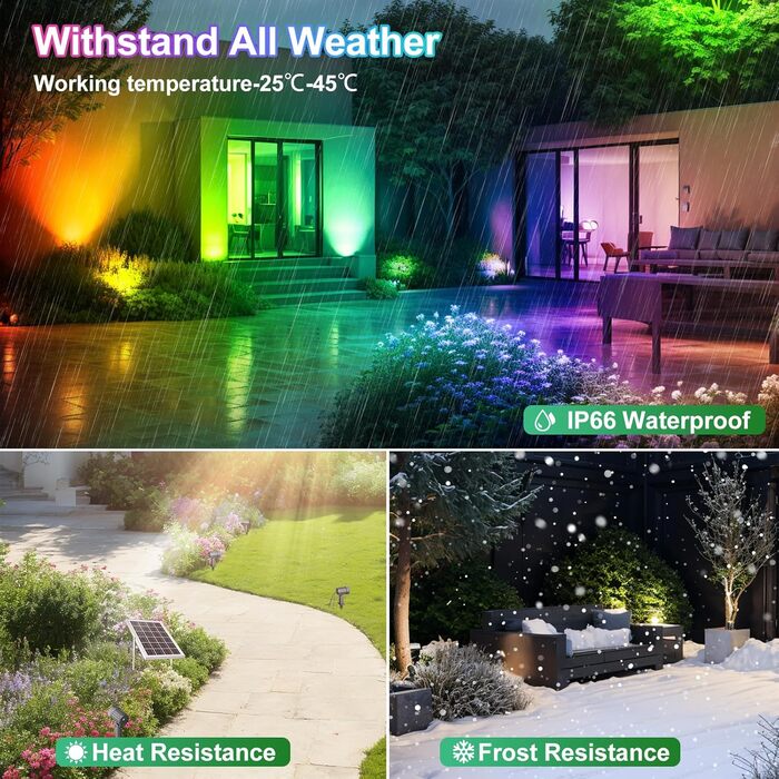 CLY Solar Lights for Outdoors, Solar Spotlights RGB Garden Lights with Remote Control IP66 Waterproof 10 Colors 30 Dynamic Modes Timer Garden Lighting for Gardens Path Christmas Decoration 6 Pack